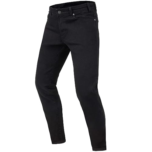 REBELHORN Classic III dżinsy motocyklowe męskie, podszewka z włókien aramidowych, ochraniacze na kolana i biodra SAS-TEC | krój skinny fit, czarny, 30W / 34L