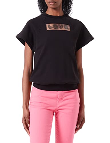 Love Moschino Damska bluza z krótkim rękawem, czarna, rozmiar 42, czarny