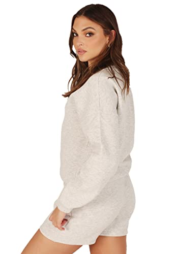 OW COLLECTION Damska bluza z okrągłym dekoltem, jasnoszara, mała