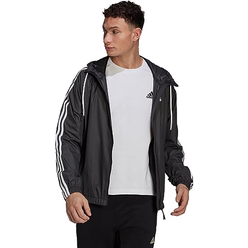 adidas Męska kurtka BSC 3s Wind JKT, czarny/czarny/biały, L, Czarny/Czarny/Biały, L