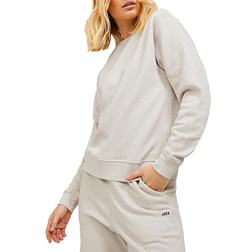 JACK & JONES Jxabbie Ls Rel Every Brush Crew Noos Bluza damska, Moonbeam/nadruk: czarne logo JJxx, L