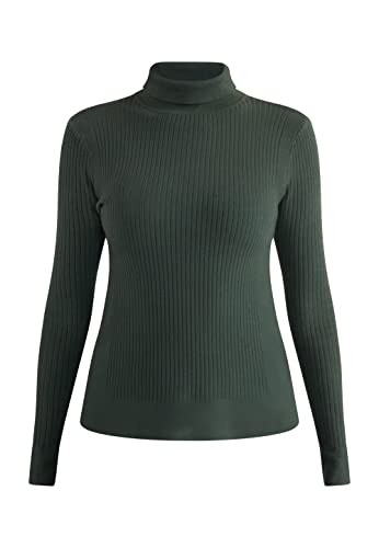Idony Damski sweter z golfem z dzianiny 15329894, ciemnozielony, XL/XXL, ciemnozielony, XL-XXL