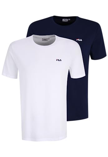 FILA T-shirt męski Brod Double Pack, Bright White-medieval Blue, L