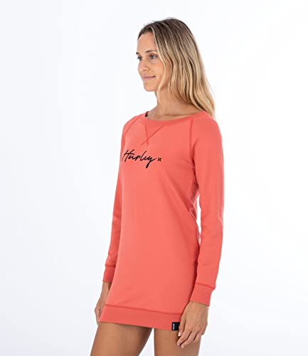 Hurley Damska luźna sukienka Oceancare O&o Script Fleece Dress, czerwona (Mineral Red), L, czerwony (Mineral Red), L