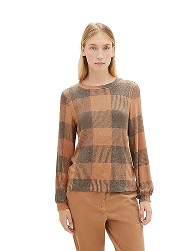 TOM TAILOR Damska koszulka z długim rękawem, 32499 – Blush Navy Cosy Check, XS
