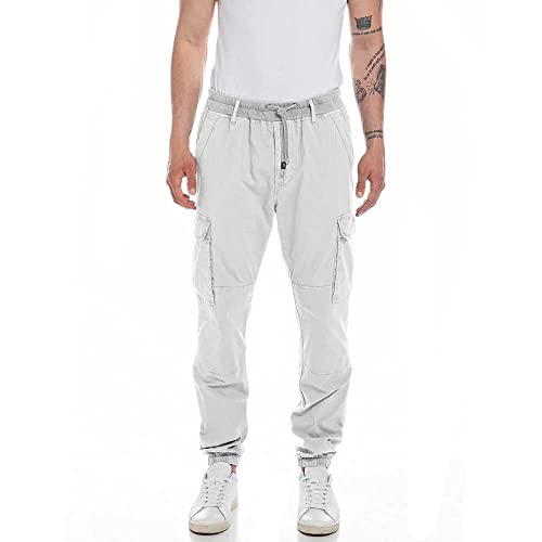 Replay Spodnie męskie ze stretchem, 001 White, 36W