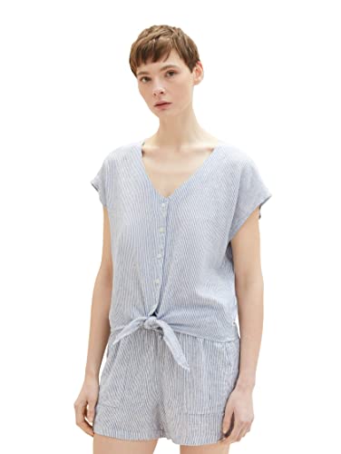 TOM TAILOR Denim Bluzka damska, 31715 - White Blue Vertical Stripe, XXL