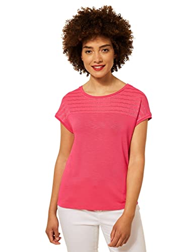 Street One Intense Coral, damska koszulka z koronką, rozmiar 38 (DE)