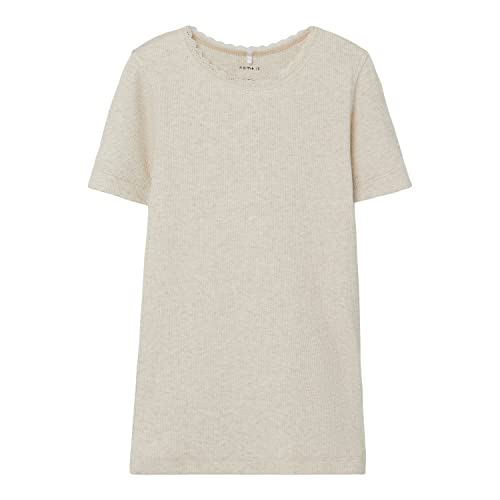 NAME IT Koszulka dziewczęca Nkfkab Ss Slim Top Noos, Peyote Melange, 134/140 cm