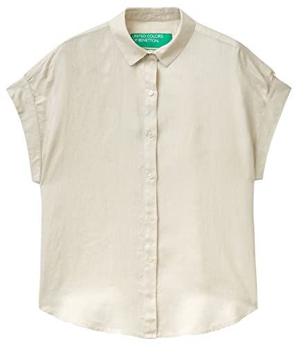 United Colors of Benetton Damska koszula 5bmldq03d, jasnobeżowa 152, rozmiar S, Jasny beżowy 152, S