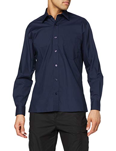 Premier Workwear Koszula męska z długim rękawem popelinowa koszula robocza, Granatowy, 38