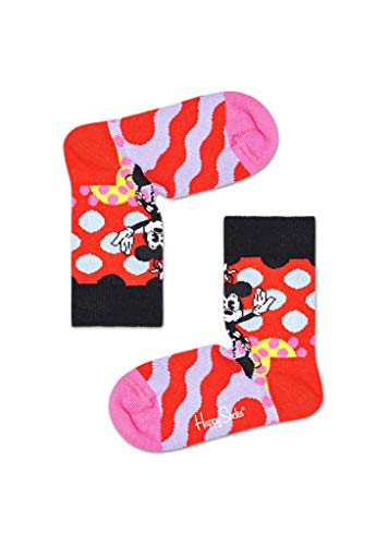 Happy Socks Kids Disney Minnie-Time Sock, Skarpety dla dzieci, Czarny-Rosa-Fioletowy-Żółty-Niebieski (2-3Y)