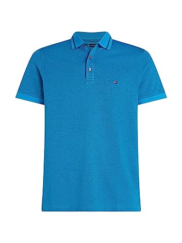 Tommy Hilfiger Męska koszulka polo Pretwist Mouline Tipped S/S, Szokujący niebieski/pustynne niebo Moulin, M