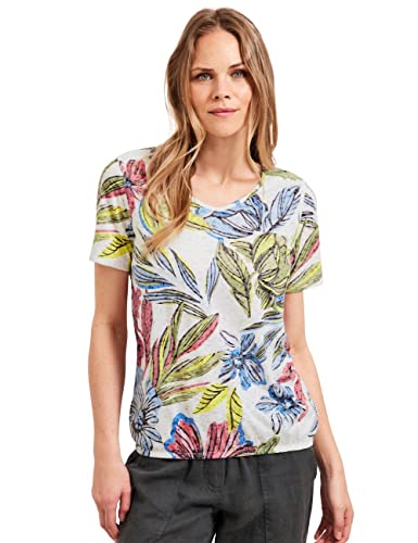 Cecil Damska koszulka z krótkim rękawem z nadrukiem, Burn Out Vanilla White, XS