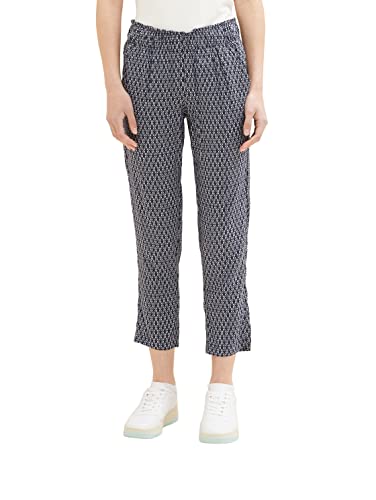TOM TAILOR Damskie spodnie 1036632, 22525 granatowe białe ornamentalne wzornictwo, 44 W / 28 l, 22525 – Navy White Ornamental Design, 44W / 28L
