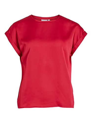 Vila Damska bluzka z krótkim rękawem S/S Satin Top Noos, Love Potion, 34
