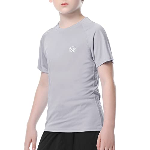 MEETWEE Boy Girl Wysypka kamizelka krótki rękaw stroje kąpielowe Rash Guard Top Sun UV Protection UPF 50+ Stroje Kąpielowe Kid, szary, 12 lat