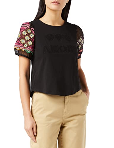 Desigual T-shirt damski Ts_Amore XXX, czarny, XS