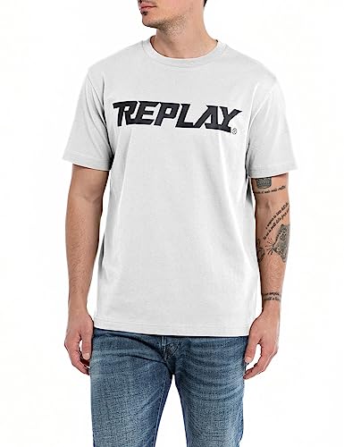 Replay T-shirt męski, Biały 001, XL