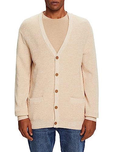 ESPRIT Kardigan z dekoltem w serek, 100% bawełna, jasnobeżowy, XS