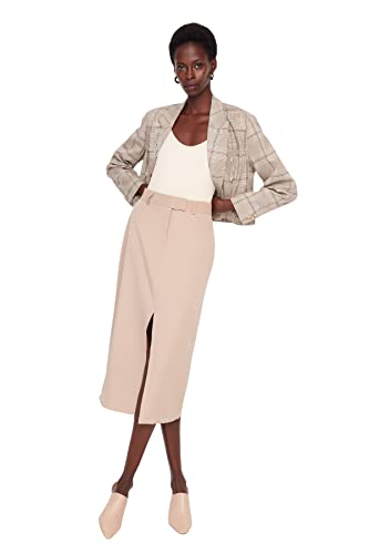 TRENDYOL Damska mini spódnica ołówkowa, spódnica, spódnice, Mink Color, 40