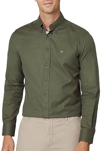 Hackett London Męska koszula flanelowa z wieloma wykończeniami, Zielony (zielony), M