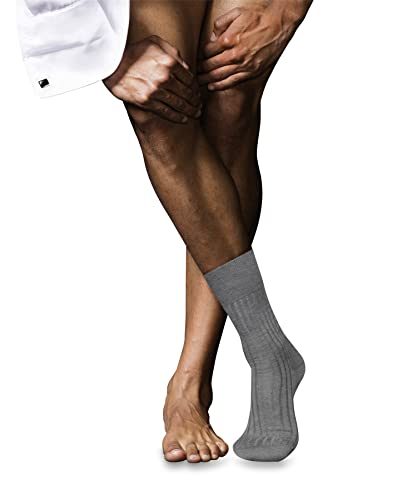 FALKE Mężczyźni Skarpety No. 13 M SO Najlepsza Bawełna jednokolorowe 1 Para, Szary (Mid Grey Melange 3530), 43-44