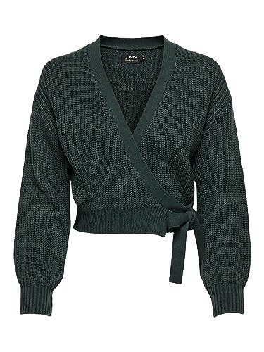 ONLY Damska kurtka z dzianiny Onlbreda Wrap L/S Cardigan KNT Noos, zielony widelec, XL