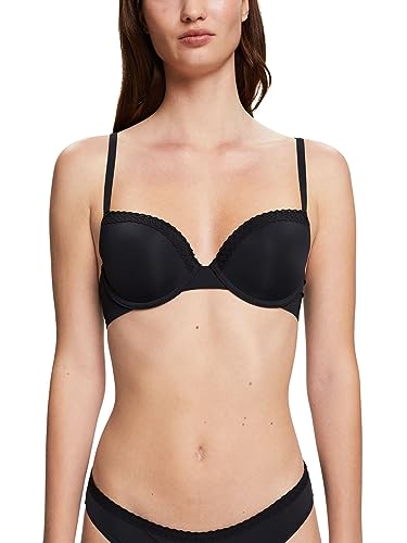 ESPRIT Damski biustonosz z mikro laceband RCS CLAS.pad wyściełany biustonosz, czarny, 75C
