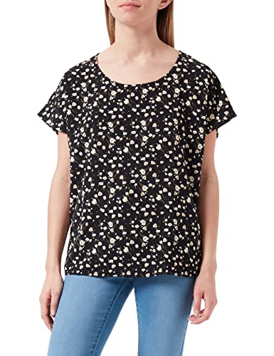 JdY Damska bluzka JDYPIPER S/S TOP WVN NOOS Bluse, Black/AOP: New Wheat and White Tulips, 36