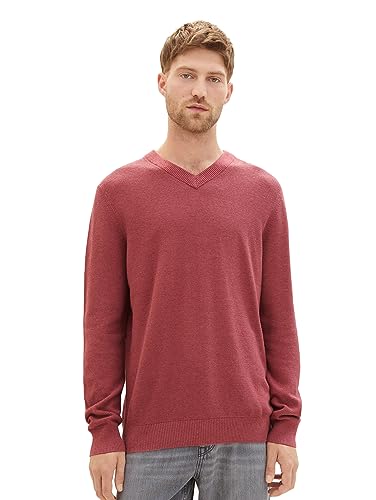 TOM TAILOR sweter męski, 32621 – Burned Bordeaux Red Melange, S