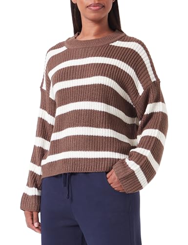 JdY Jdyjusty L/S Stripe KNT Noos sweter damski, Czekoladowy brąz/paski: eggnog, L