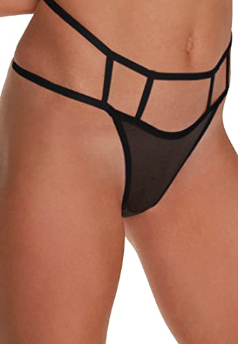OW Intimates Damskie majtki stringi Wendy stringi stringi stringi czarne, L, Czarny, XS