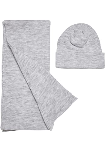 Urban Classics Unisex Recycled Basic and Scarf Set czapka beanie Hat, wrzosowa, jeden rozmiar, Heathergrey, jeden rozmiar