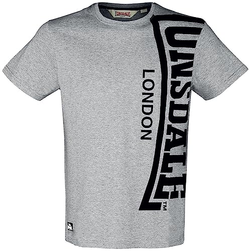 Lonsdale Męski T-shirt o regularnym kroju Hollyrood, Marl Grey/Black, XXL
