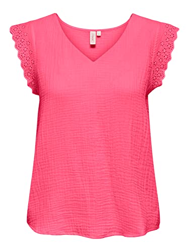 ONLY Women's ONLTHYRA SL Mix TOP WVN T-Shirt, Camellia Rose, XS, Camellia Rose, XS