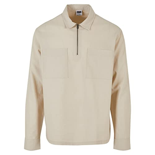 Urban Classics Koszula męska Cotton Linen Half Zip Shirt softseagrass 5XL, trawa softseagrass, 5XL
