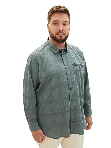 TOM TAILOR Męska koszula o regularnym kroju w kratkę, z kieszenią na piersi, 19643-zielony pył, 3XL