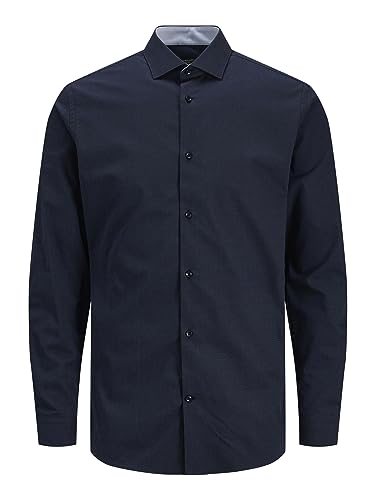 JACK & JONES Męska koszula z detalami Jprblaparker L/S Noos koszula rekreacyjna, Perfect Navy/Fit: slim fit, XXL