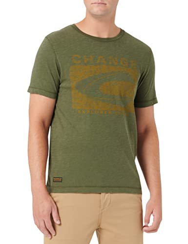 camel active Męski t-shirt z krótkim rękawem z bawełny organicznej, brązowy (Olive Brown), L