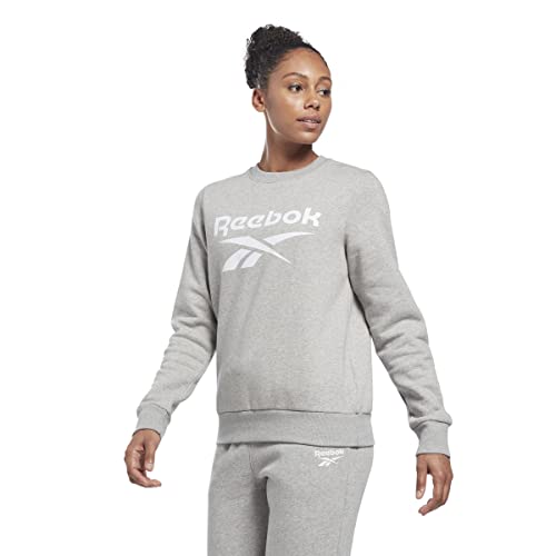 Reebok Damska bluza polarowa z dużym logo, średni szary wrzosowy, L, Średni szary wrzos, L