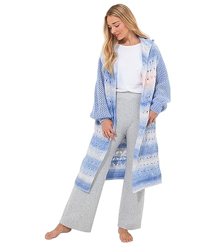 Joe Browns Damski kardigan Sloe Joes Cosy Ombre z kapturem Longline, niebieski, S (8-10), NIEBIESKI, S