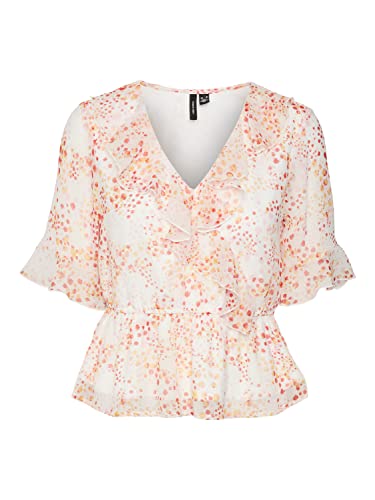 VERO MODA Women's VMDORA Kaya 2/4 WRAP WVN GA Top, Snow White/AOP:Dora, XS, Snow White/Aop:dora, XS