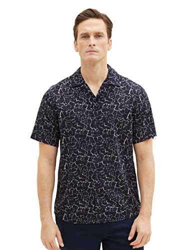 TOM TAILOR Męska koszula 1036232, 31836-Navy Broken Structure Design, XL, 31836 - Navy Broken Structure Design, XL