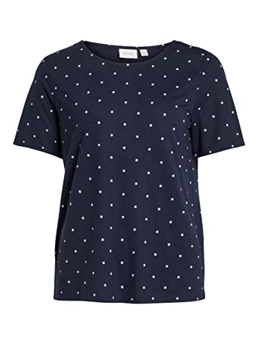 Vila Bluzka damska, Navy Blazer/Aop: białe kropki, L