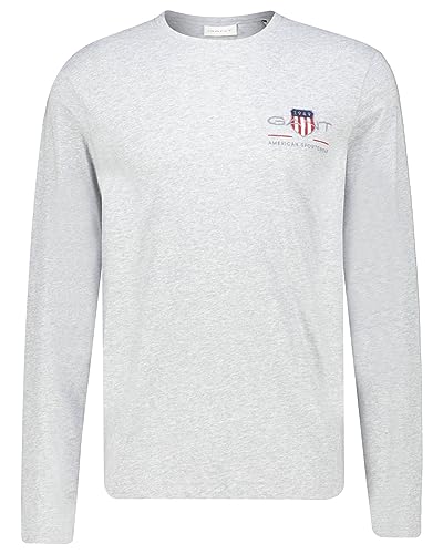GANT Męski T-Shirt Reg Medium Archive Shield Ls T, szary melanż, 5XL