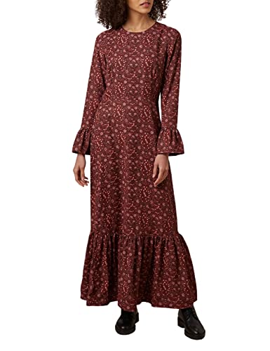 People Tree Damska sukienka maxi V&A Glendale, biznesowa, casualowa, bordowa, 16, Burgund, 42