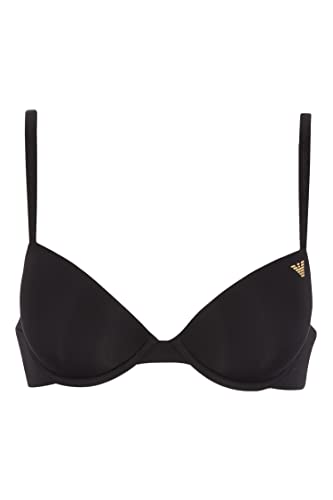 Emporio Armani Damski biustonosz usuwający półskórę z mikrofibry i koronki push up, czarny, C