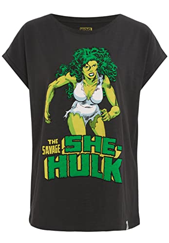 Recovered Marvel She Hulk czarna damska koszulka chłopaka, wielobarwny, M