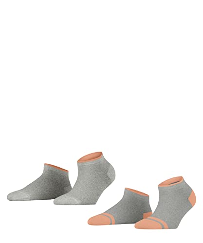 ESPRIT Kobiety Skarpety do trampek Mesh Stripe 2-Pack W SN Trwała Organiczna Bawełna krótkie jednokolorowe 2 Pak, Szary (Storm Grey 3820), 35-38